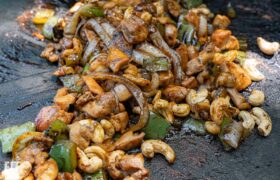 Flat top Cashew Chicken or Eggplant